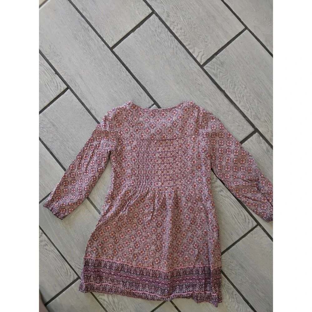 Zara Geometric Floral Pintuck Long Sleeve Boho Medallion Dress Size‎ 9/10